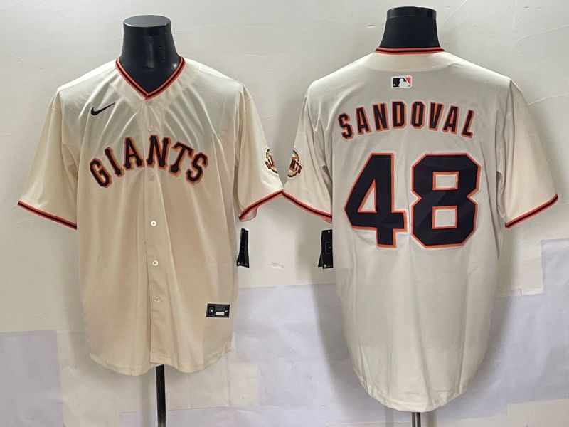 Men 2025 San Francisco Giants 48 Sandoval Cream Game Nike MLB Jersey style 1